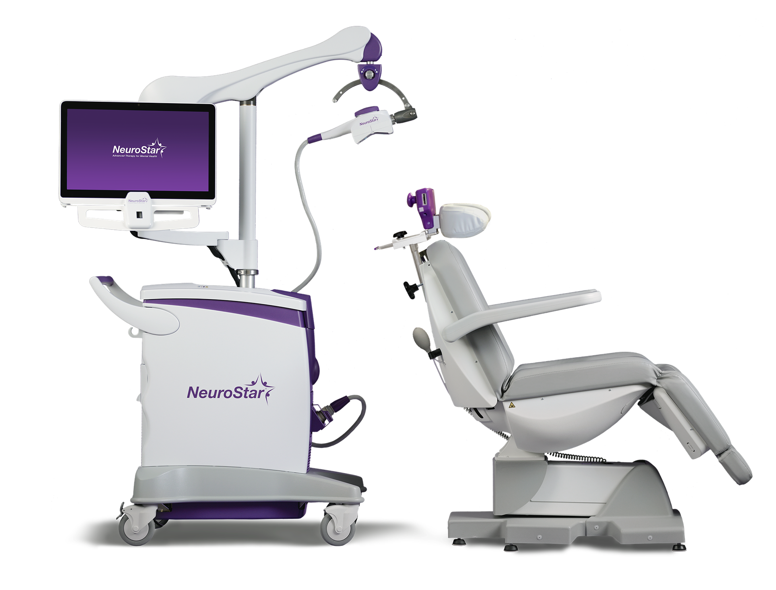 The NeuroStar TMS device, side view